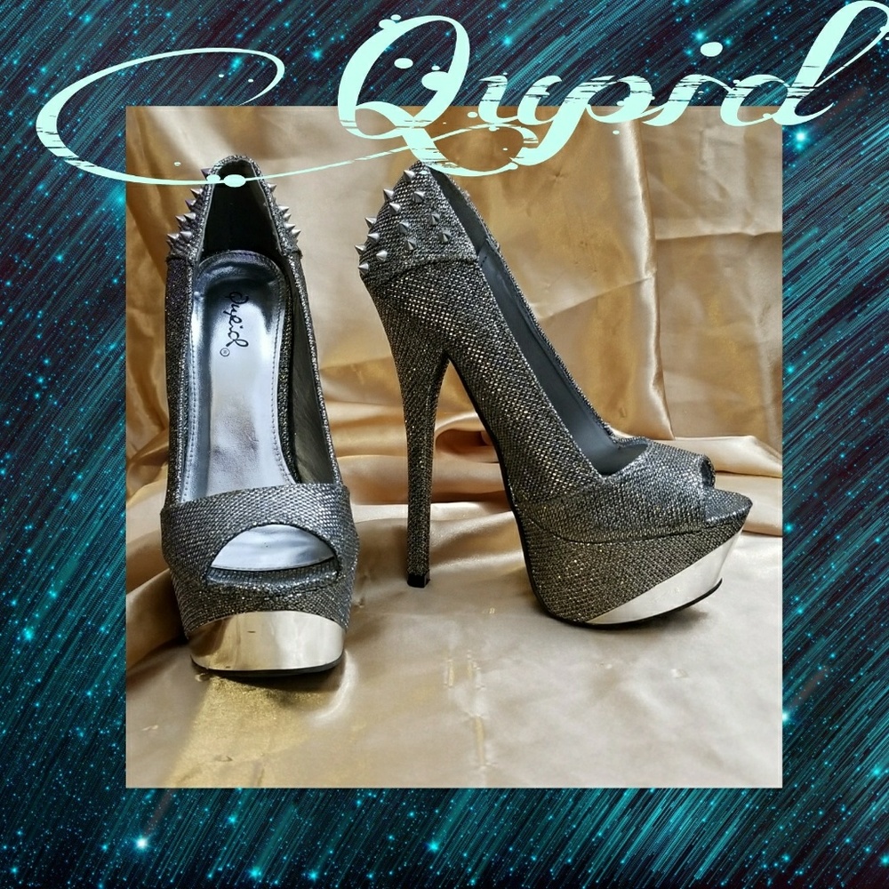 Six inch peep toe Qupid spiked heels